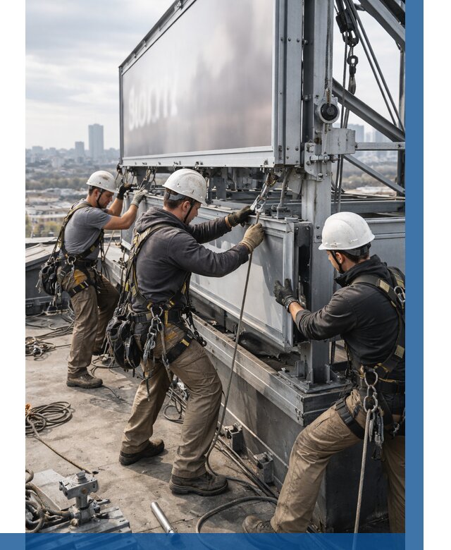 Монтаж крышной рекламной конструкции в Кашире от 62484 р.|ВЫСОТНИК-Кшр