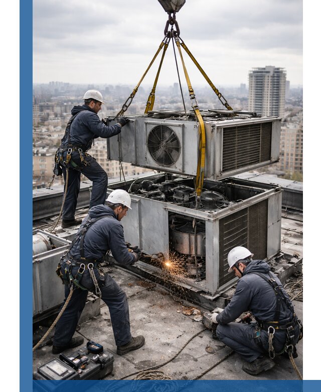 Демонтаж крышной установки в Кашире любой сложности