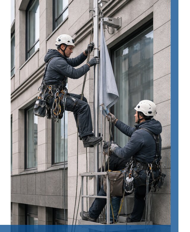 Установка флагов на фасаде в Кашире от 4686 р. | ВЫСОТНИК-Кшр