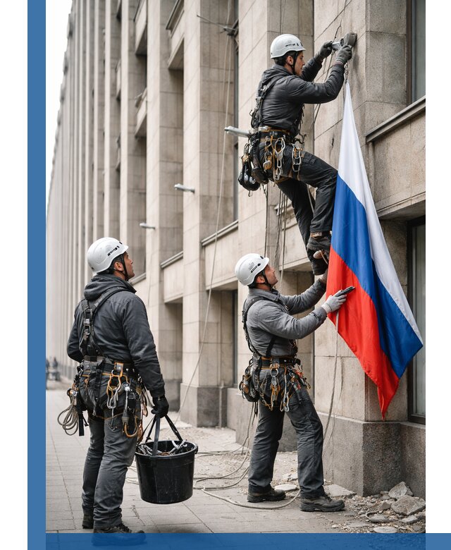 Профессиональная установка флагов на фасаде в Кашире