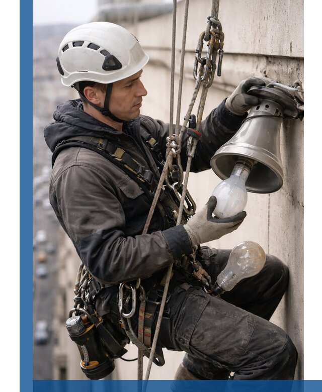 Замена ламп на высоте в Кашире профессионально и быстро