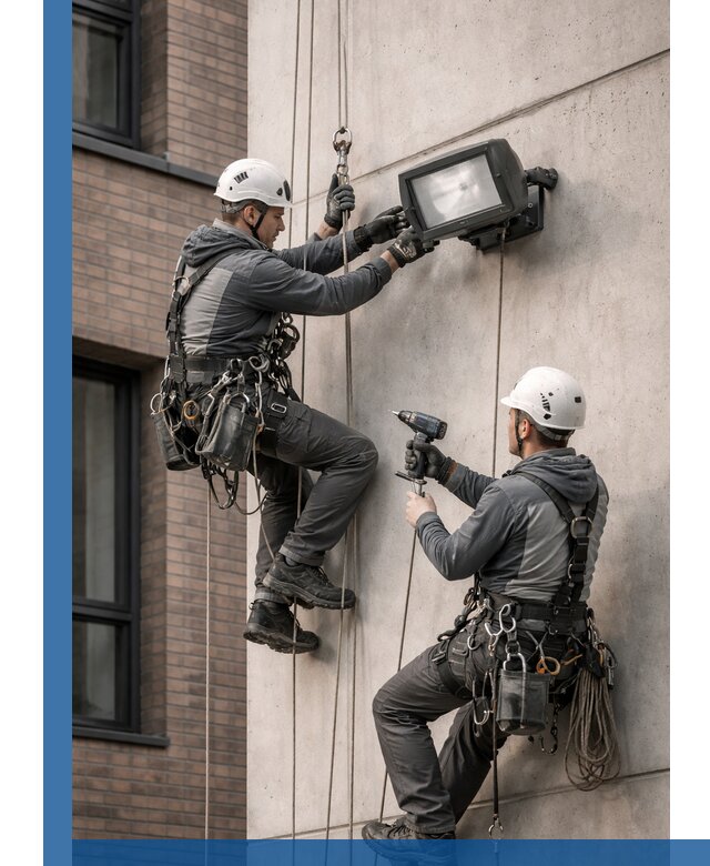 Профессиональный монтаж фасадных прожекторов в Кашире под ключ