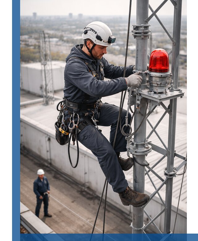 Монтаж заградительных огней и обслуживание объектов в Кашире