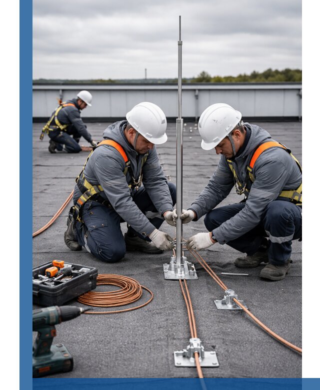 Монтаж молниезащиты на кровле в Кашире под ключ с гарантией