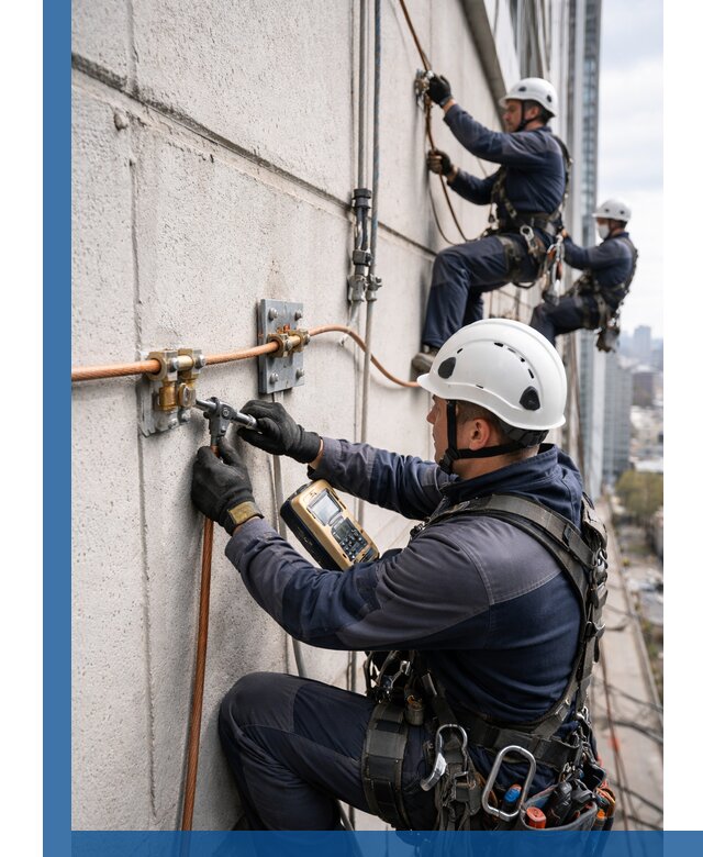 Монтаж системы заземления здания и молниезащиты в Кашире