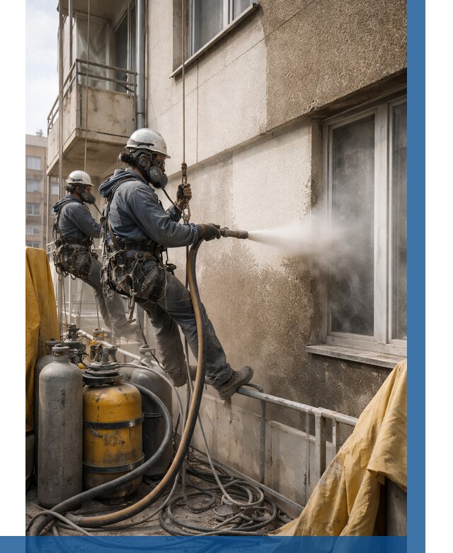 Пескоструйная очистка фасада в Кашире от 677 р. | ВЫСОТНИК-Кшр