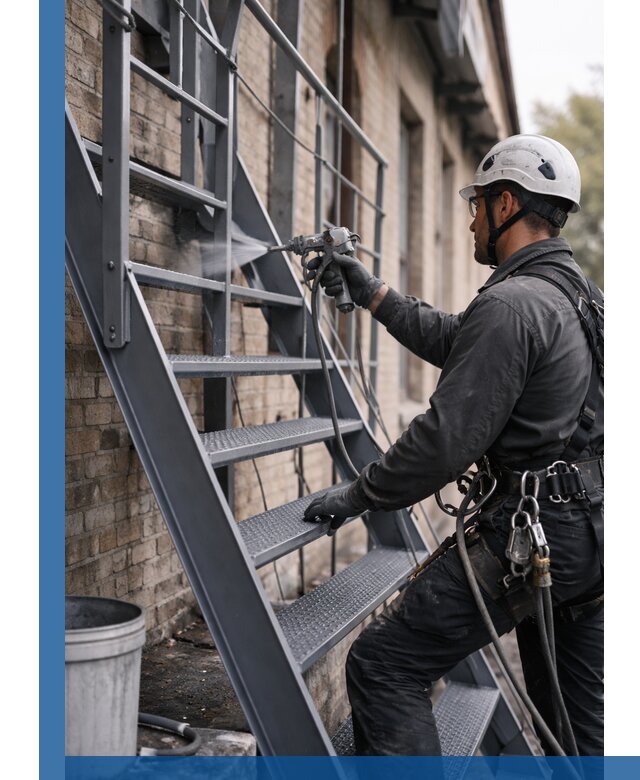 Покраска и антикоррозионная защита пожарных лестниц в Кашире