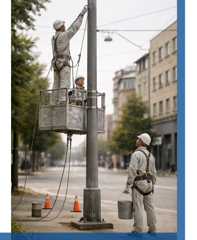 Покраска опор освещения в Кашире от 5207 р. | ВЫСОТНИК-Кшр