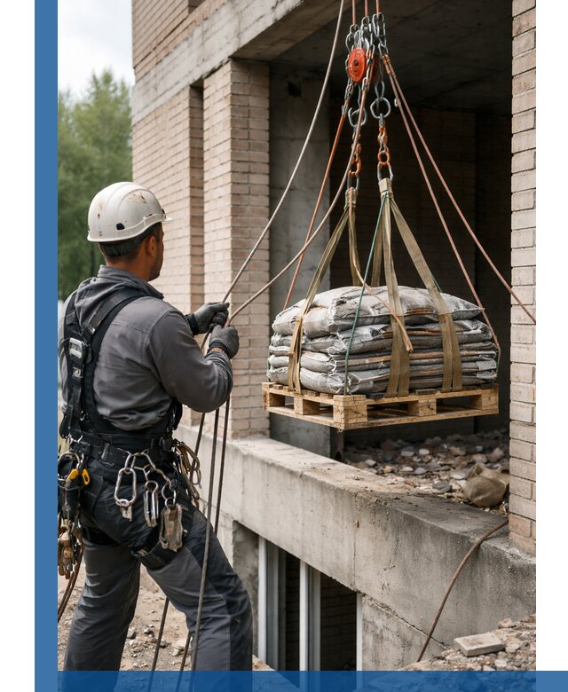 Подъем материалов на этаж веревками в Кашире оперативно