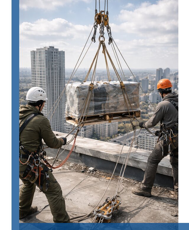 Подъем и монтаж крупногабаритных грузов на крышу в Кашире