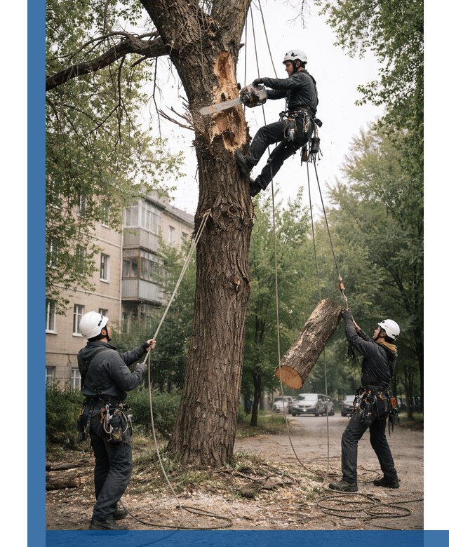 Срочное удаление аварийных деревьев в Кашире с гарантией безопасности
