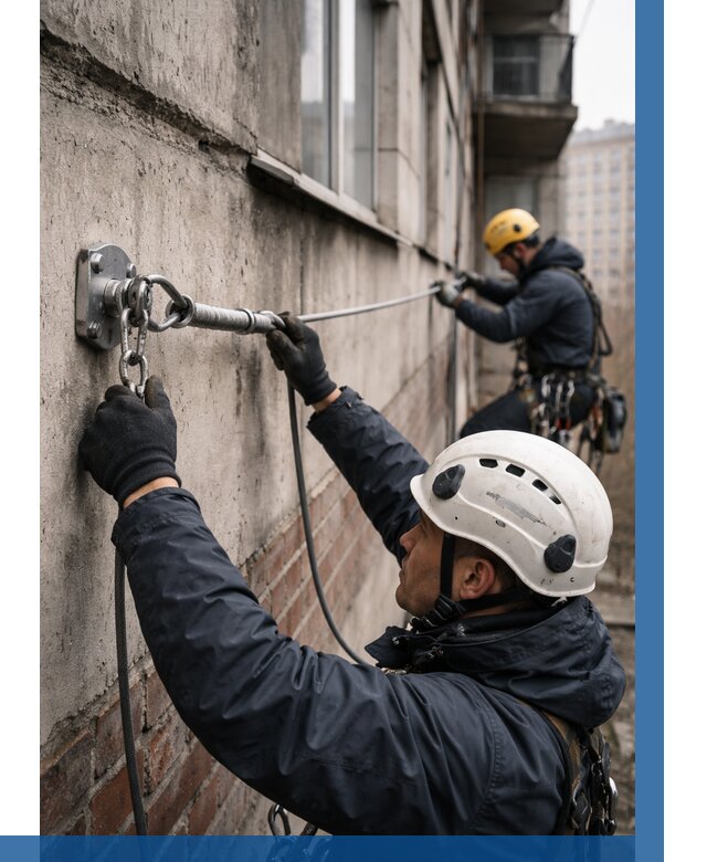 Монтаж анкерных линий в Кашире от 3124 р. | ВЫСОТНИК-Кшр