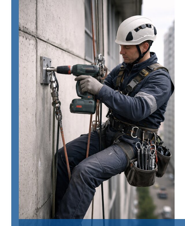 Установка анкерных точек для высотных работ в Кашире